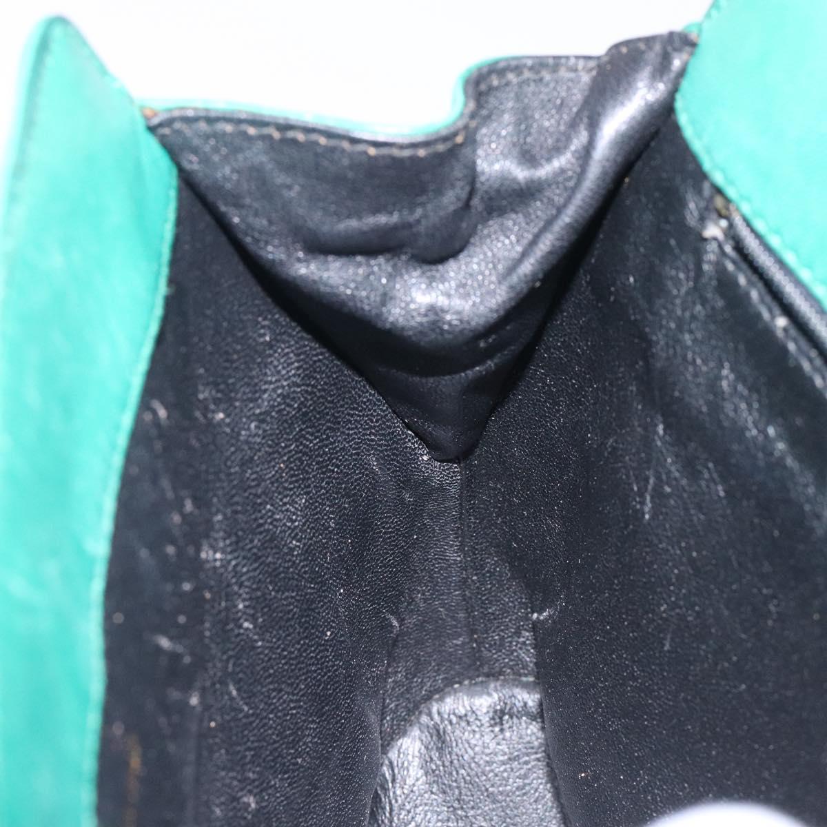 CHANEL Chain Hand Bag Lamb Skin Green Gold CC Auth gh309