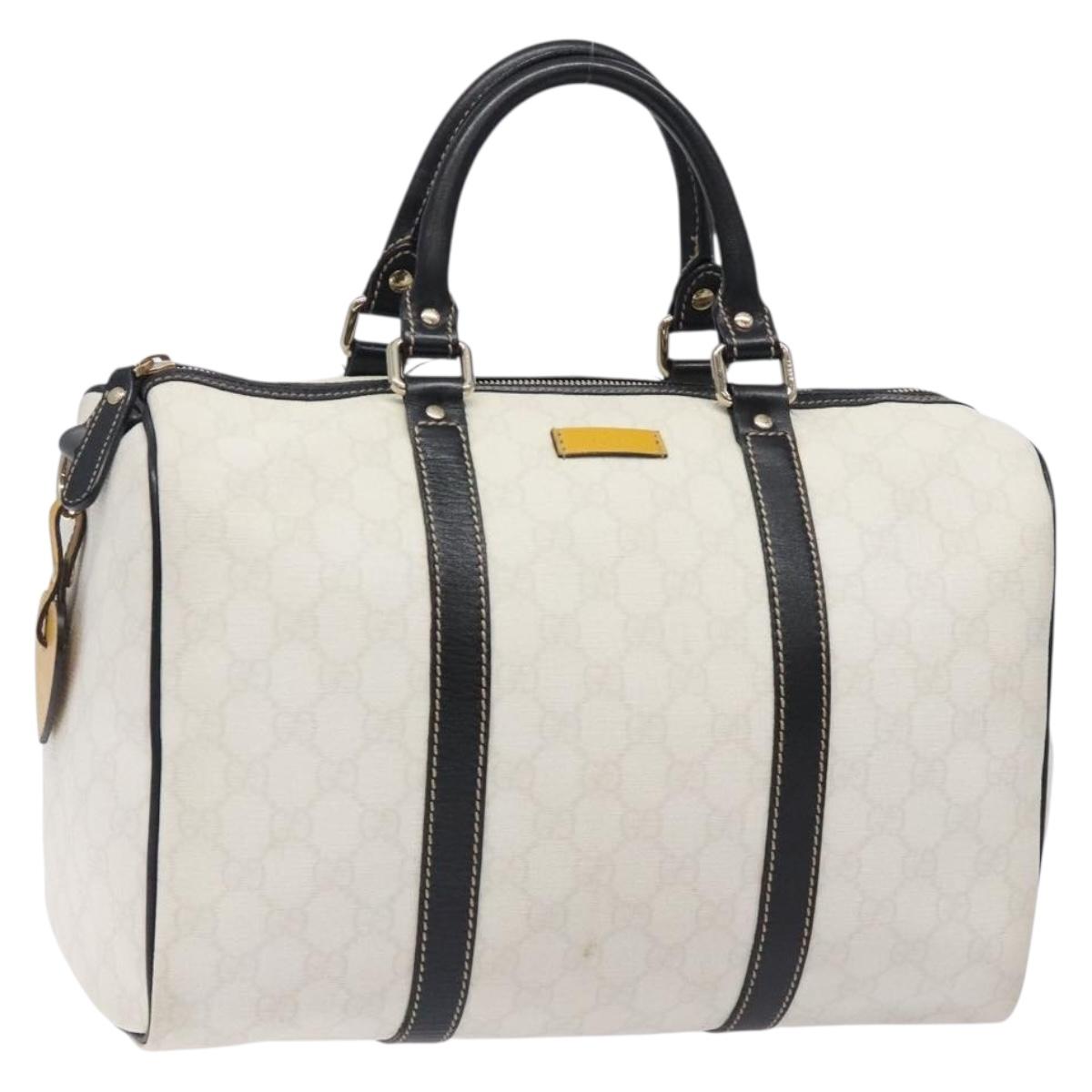 GUCCI GG Supreme Boston Bag PVC White Gold 193603 Auth gh322