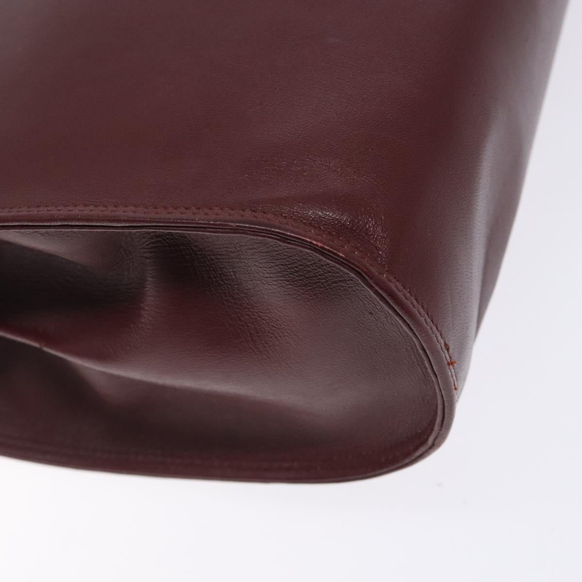 CARTIER Must Line Gamaguchi Shoulder Bag Leather Bordeaux Gold Auth gh335