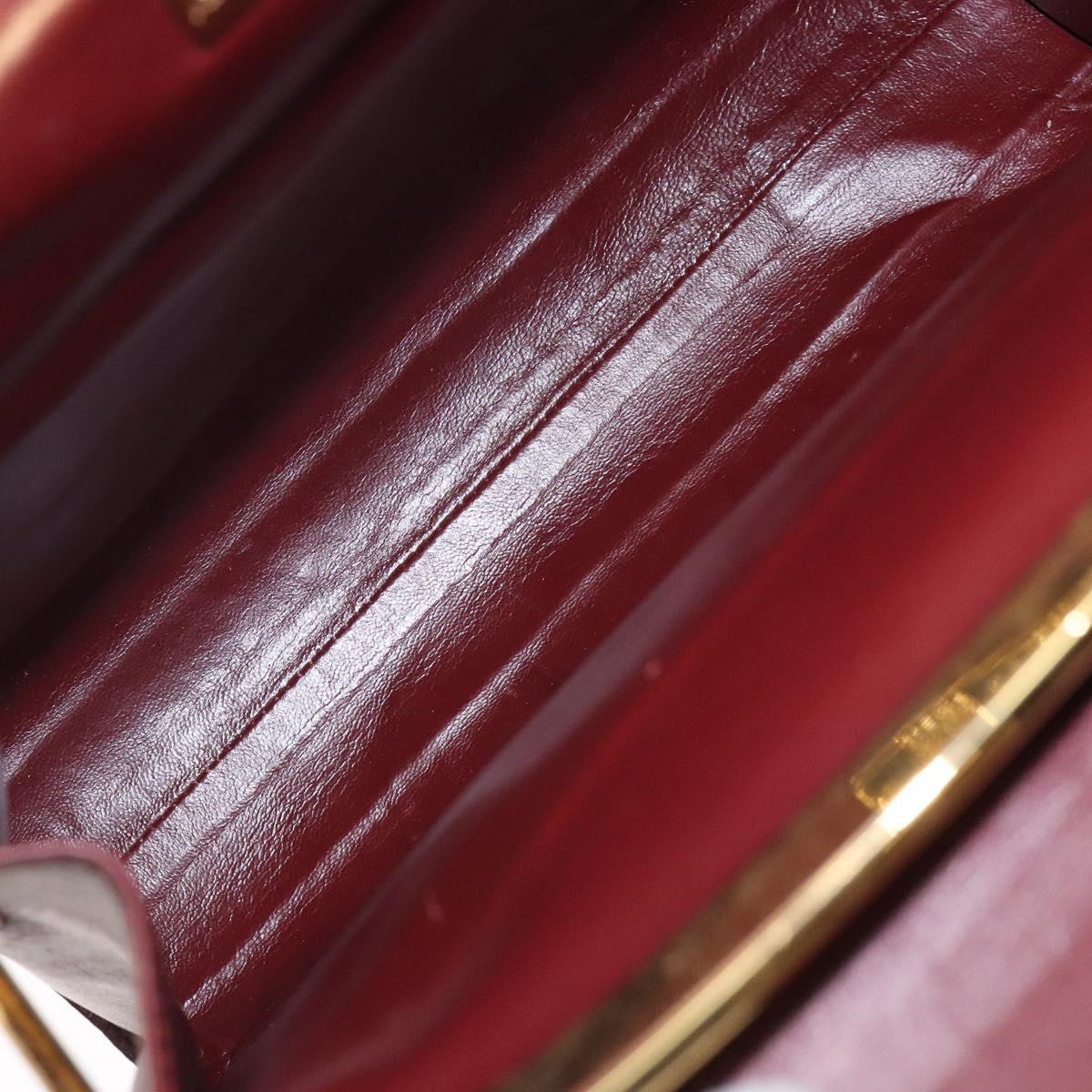 CARTIER Must Line Gamaguchi Shoulder Bag Leather Bordeaux Gold Auth gh335