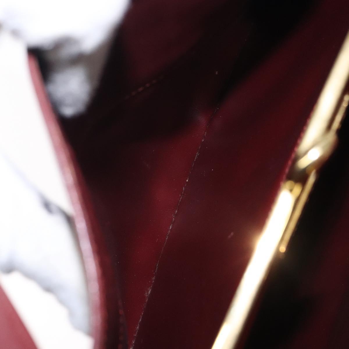 CARTIER Must Line Gamaguchi Shoulder Bag Leather Bordeaux Gold Auth gh335