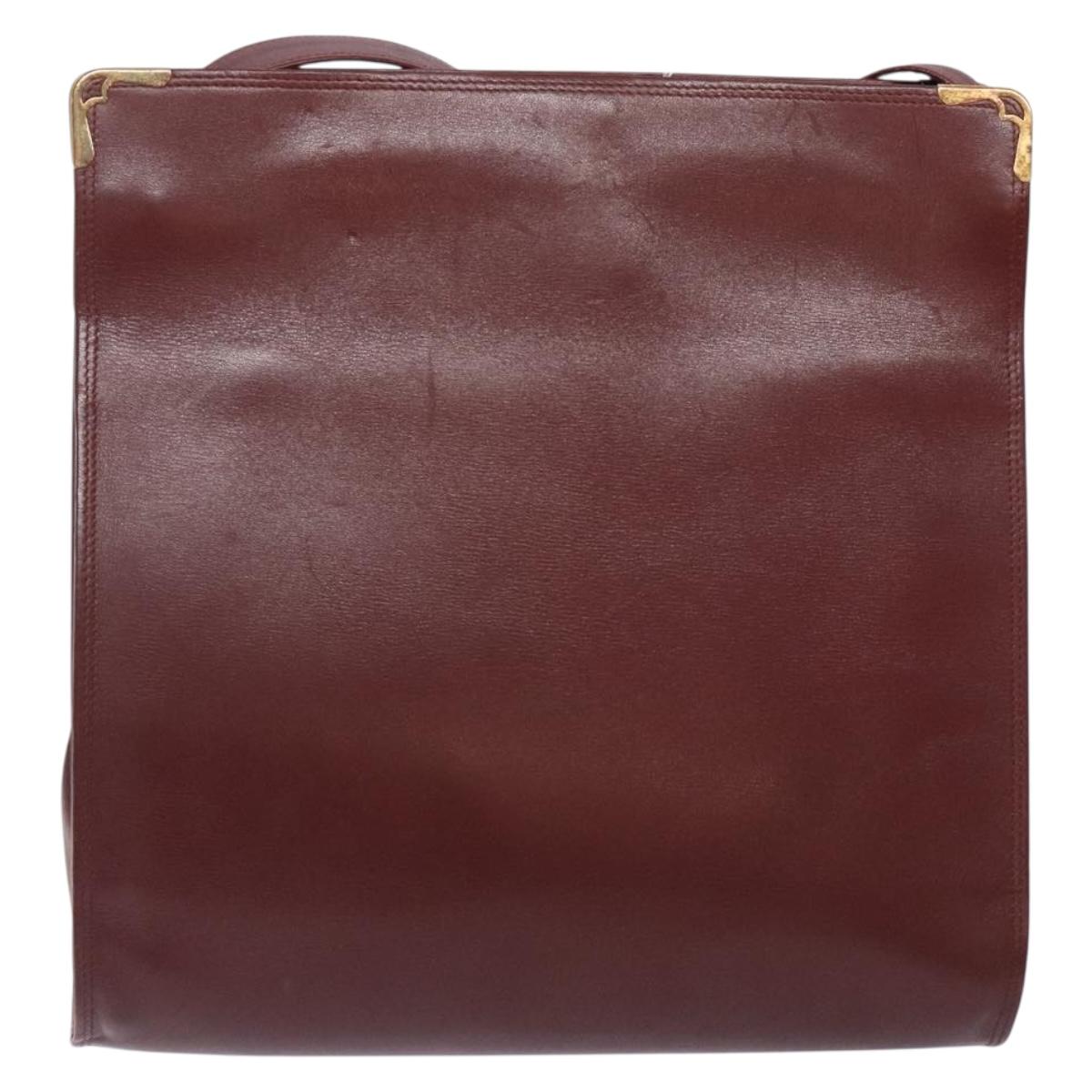 CARTIER Must Line Gamaguchi Shoulder Bag Leather Bordeaux Gold Auth gh335