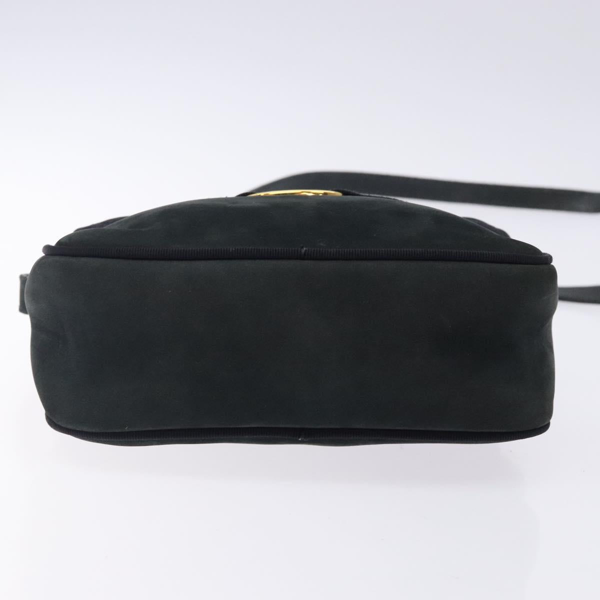 Salvatore Ferragamo Vala Shoulder Bag Suede Navy Gold Auth gh351