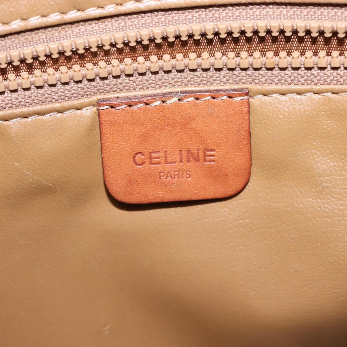 CELINE Macadam Canvas Clutch Bag PVC Leather Brown Gold Auth gh359