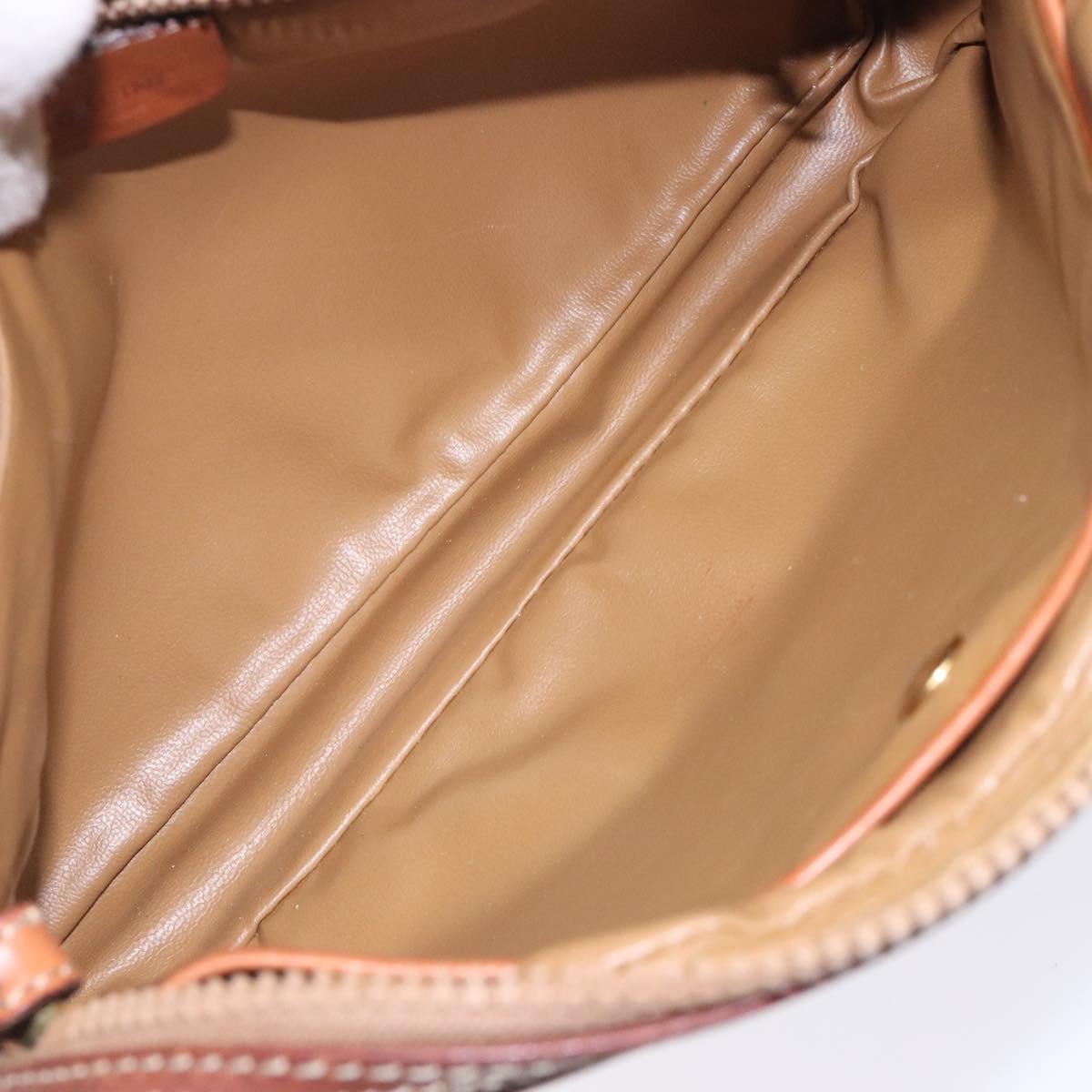 CELINE Macadam Canvas Clutch Bag PVC Leather Brown Gold Auth gh359