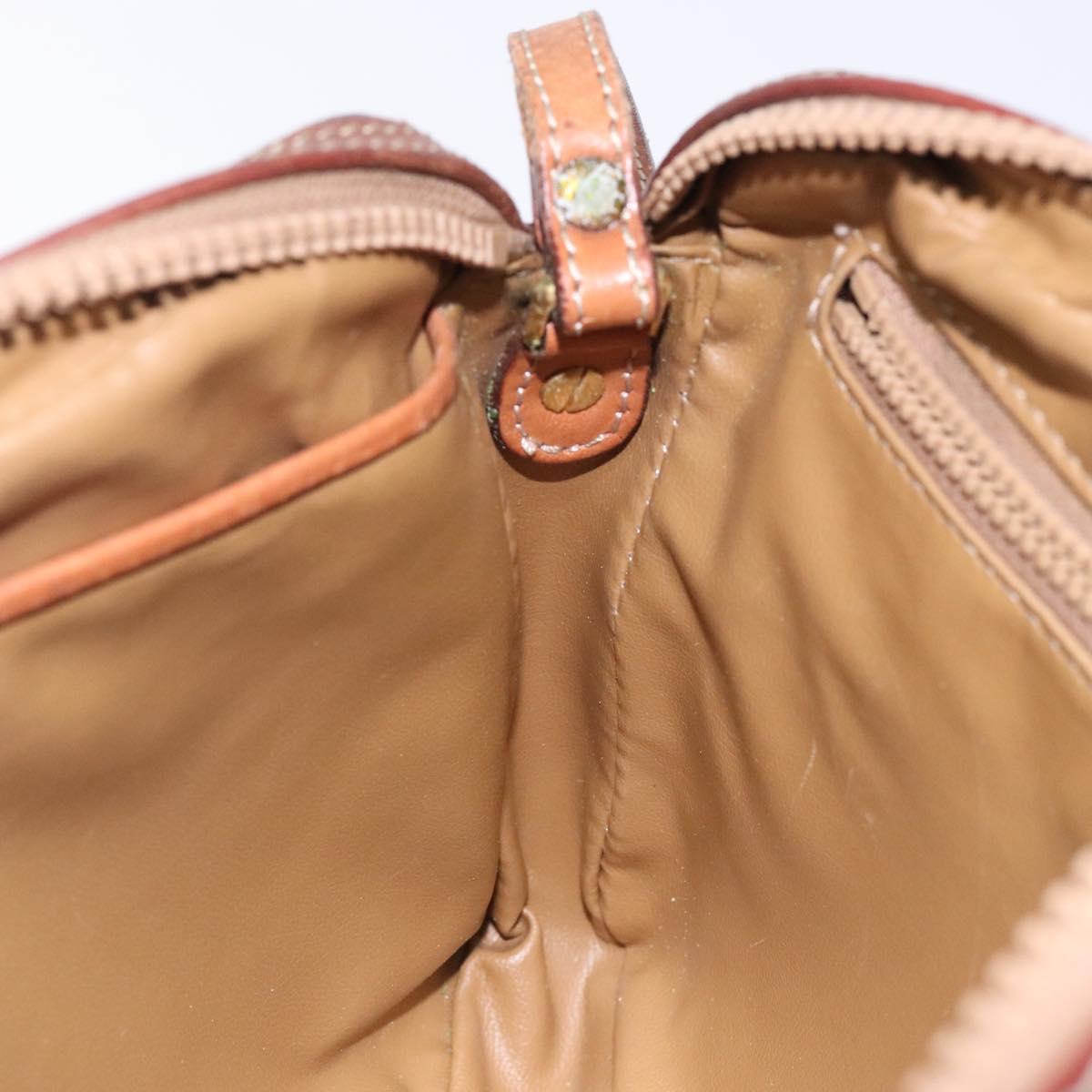CELINE Macadam Canvas Clutch Bag PVC Leather Brown Gold Auth gh359