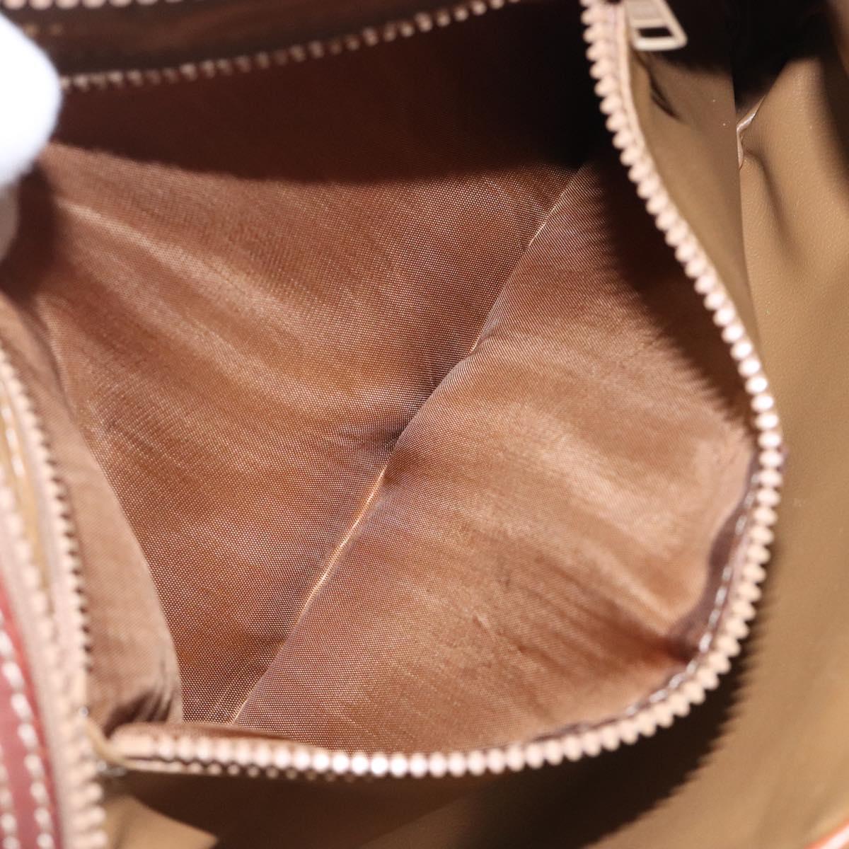 CELINE Macadam Canvas Clutch Bag PVC Leather Brown Gold Auth gh359