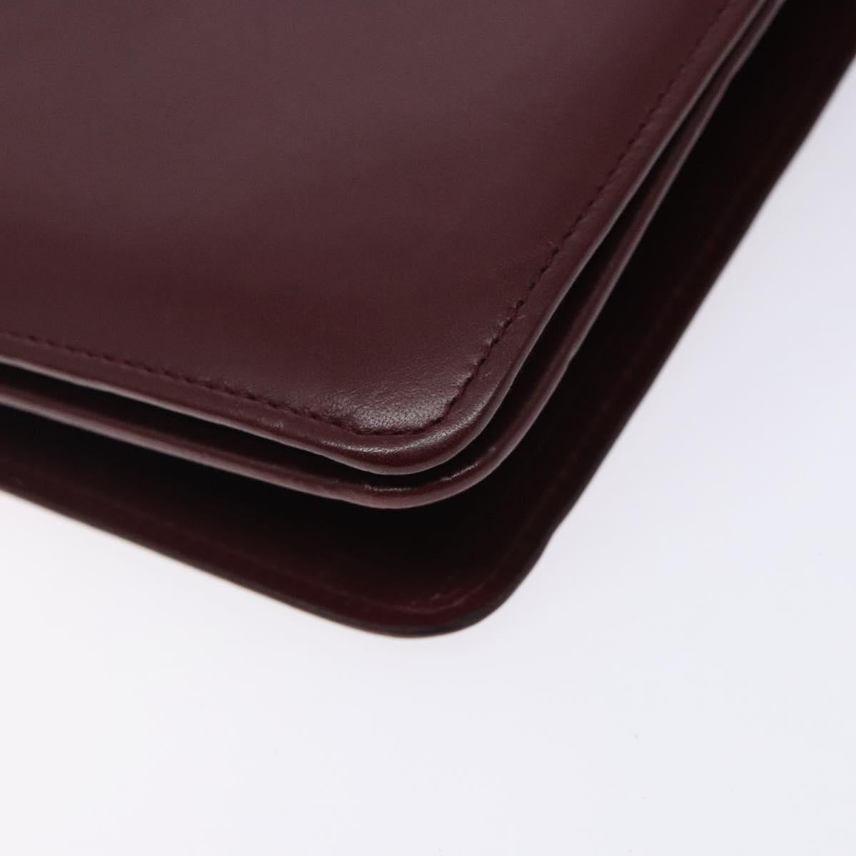 CARTIER Must Line Shoulder Bag Leather Bordeaux Gold Auth gh362