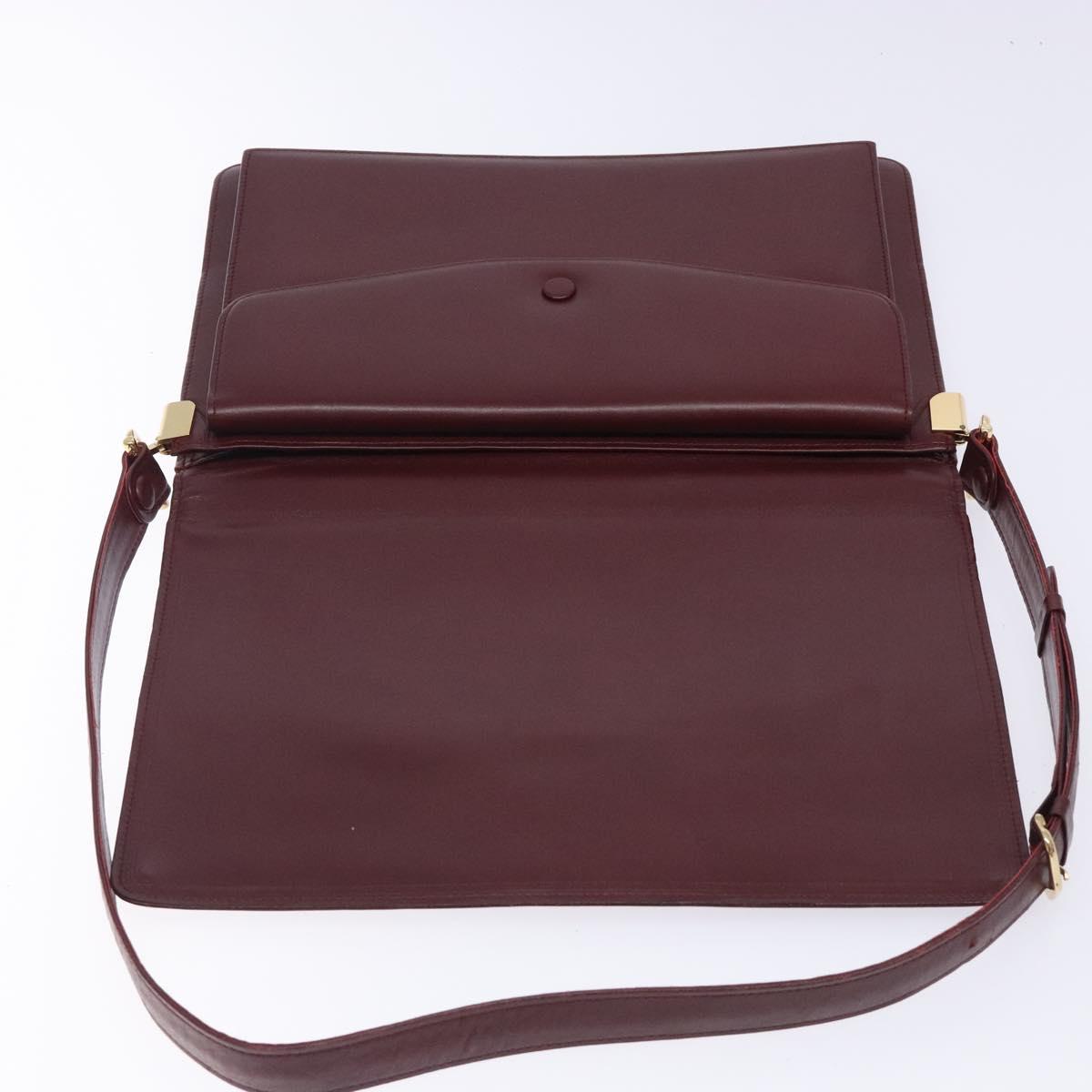 CARTIER Must Line Shoulder Bag Leather Bordeaux Gold Auth gh362