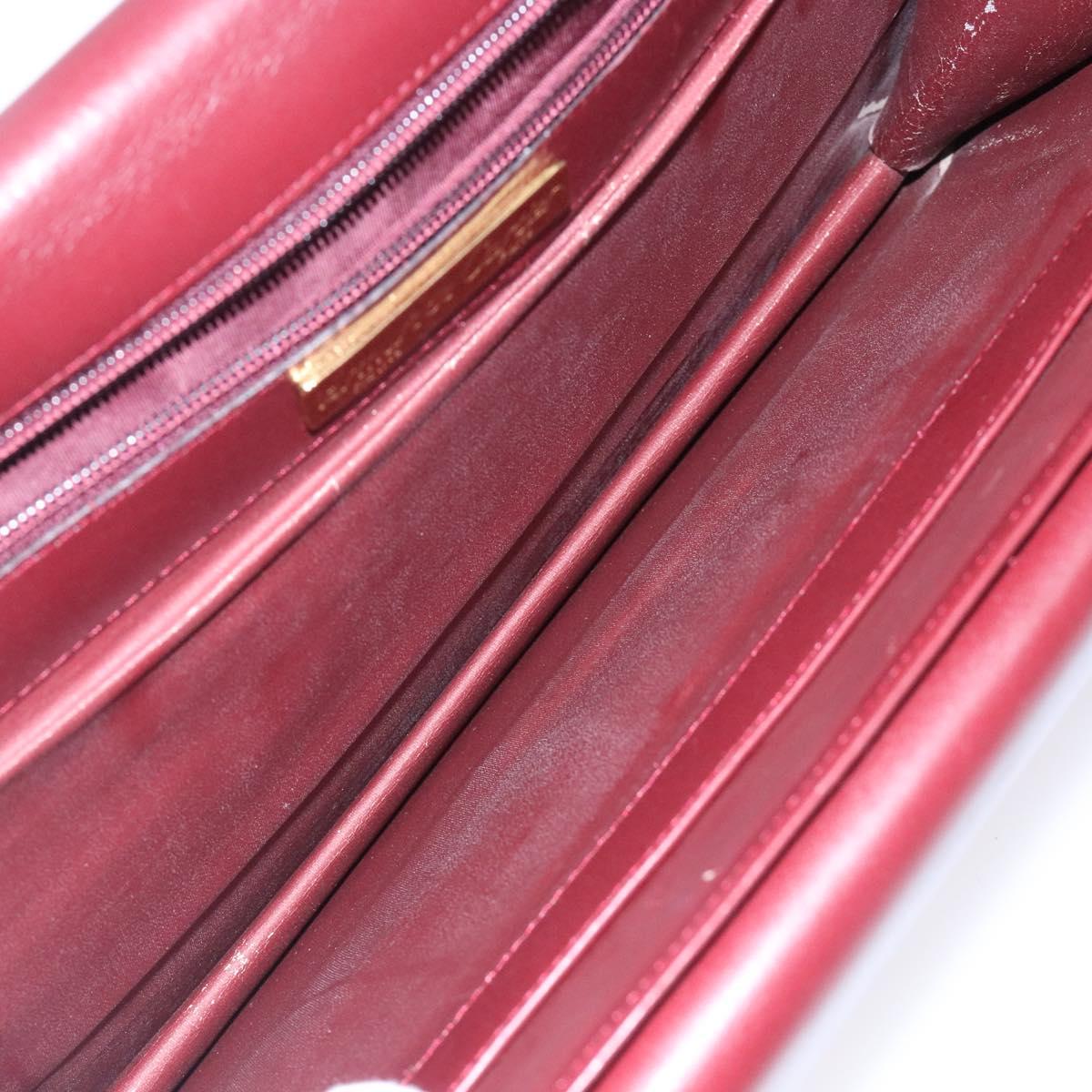 CARTIER Must Line Shoulder Bag Leather Bordeaux Gold Auth gh362