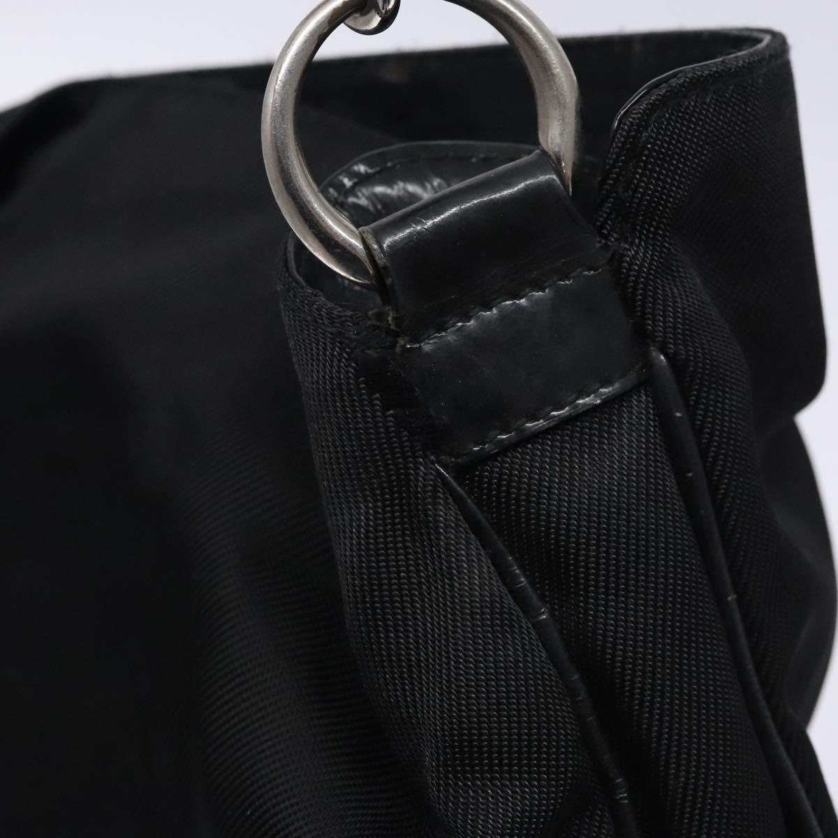 GUCCI Bamboo Hand Bag Nylon Black Silver 001 1998 1577 Auth gh388