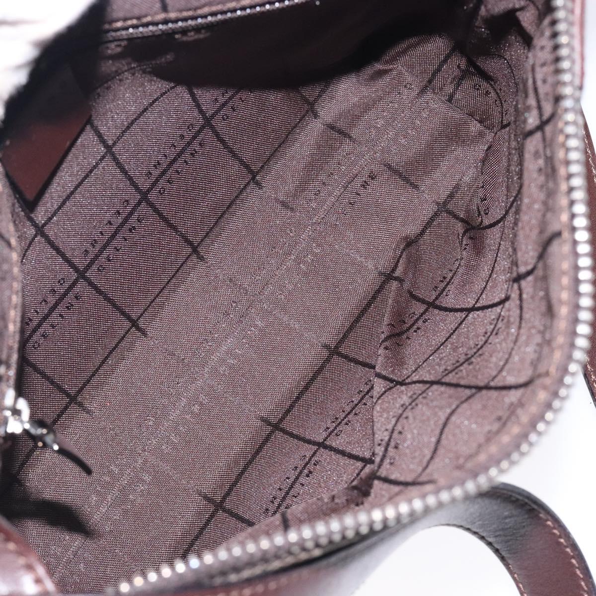 CELINE C Macadam Canvas Shoulder Bag Brown Silver Auth gh393