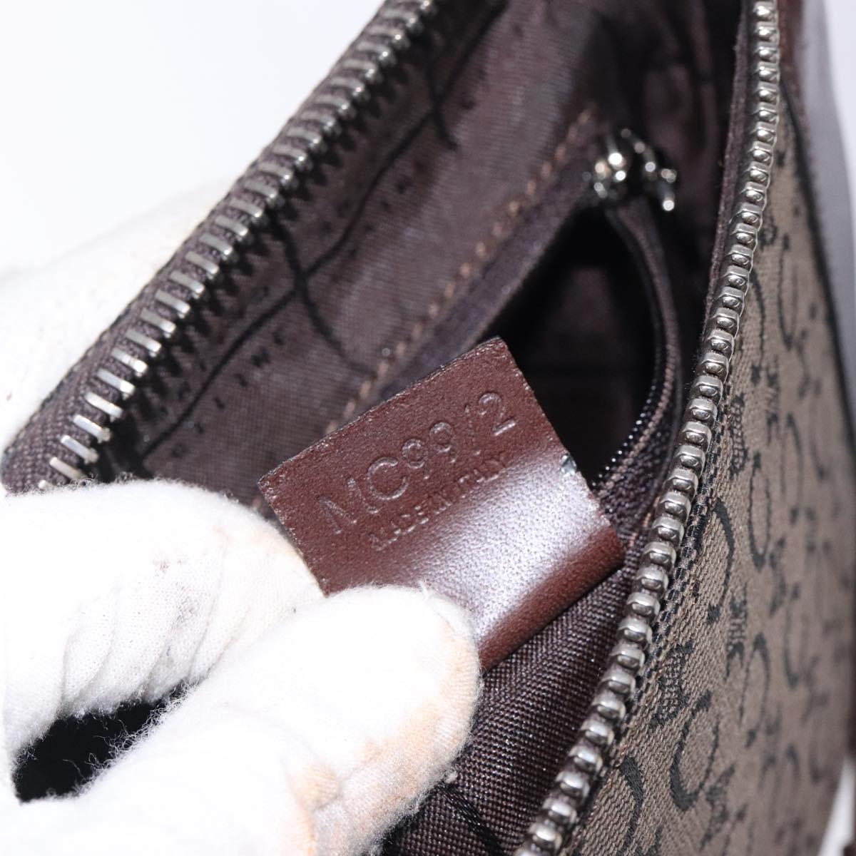 CELINE C Macadam Canvas Shoulder Bag Brown Silver Auth gh393