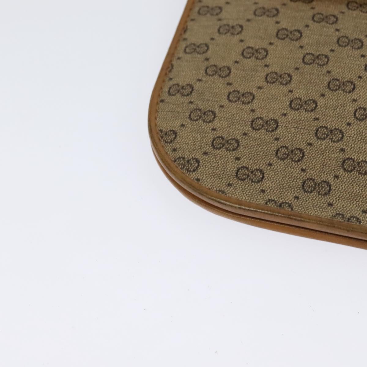 GUCCI Micro GG Supreme Shoulder Bag PVC Beige Gold Auth gh417