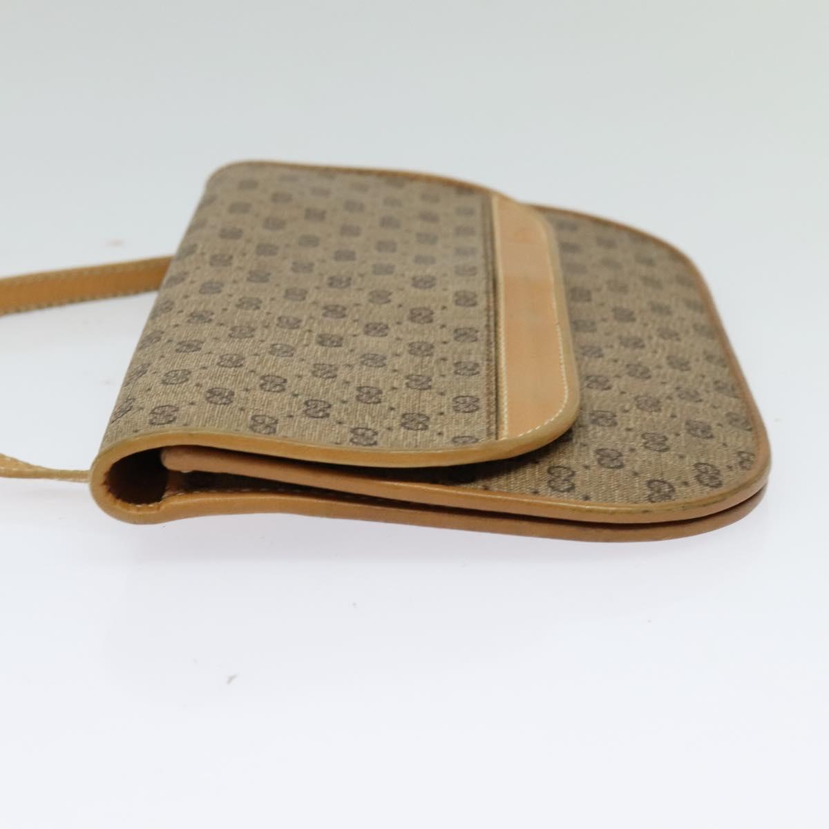GUCCI Micro GG Supreme Shoulder Bag PVC Beige Gold Auth gh417