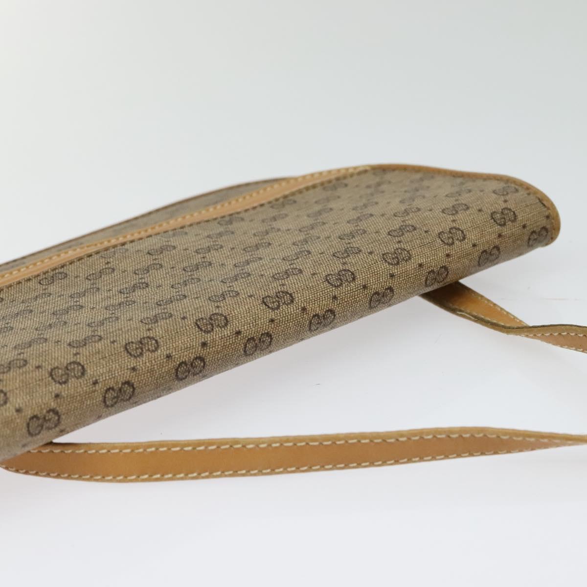 GUCCI Micro GG Supreme Shoulder Bag PVC Beige Gold Auth gh417