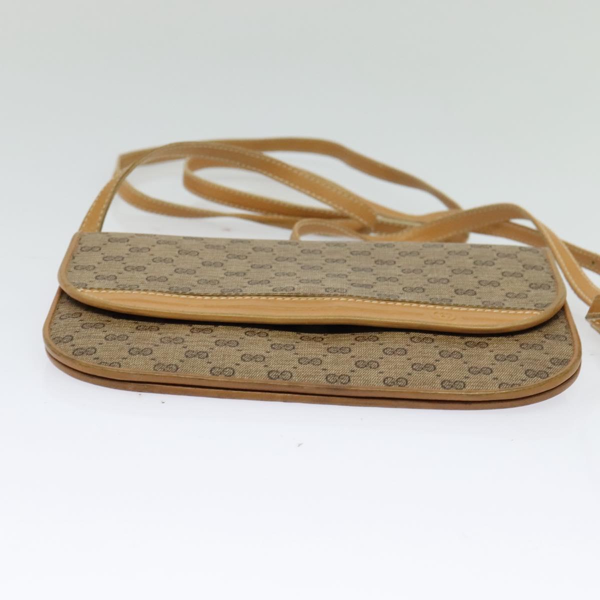 GUCCI Micro GG Supreme Shoulder Bag PVC Beige Gold Auth gh417
