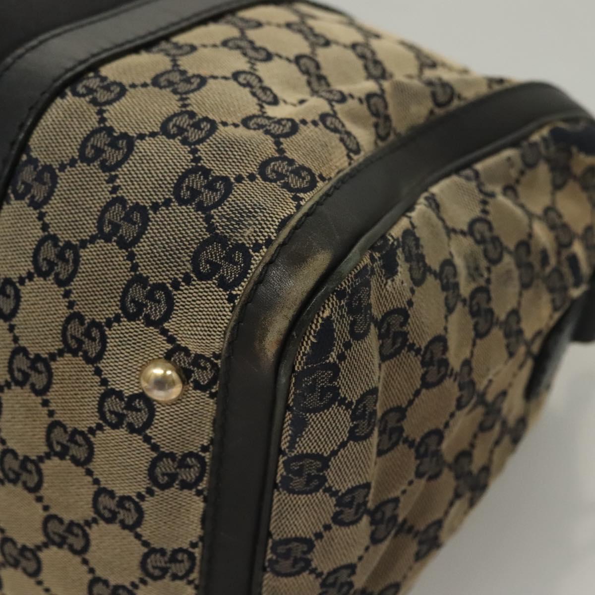 GUCCI GG Canvas Sherry Line Boston Bag Navy Red 247205 Auth gh440