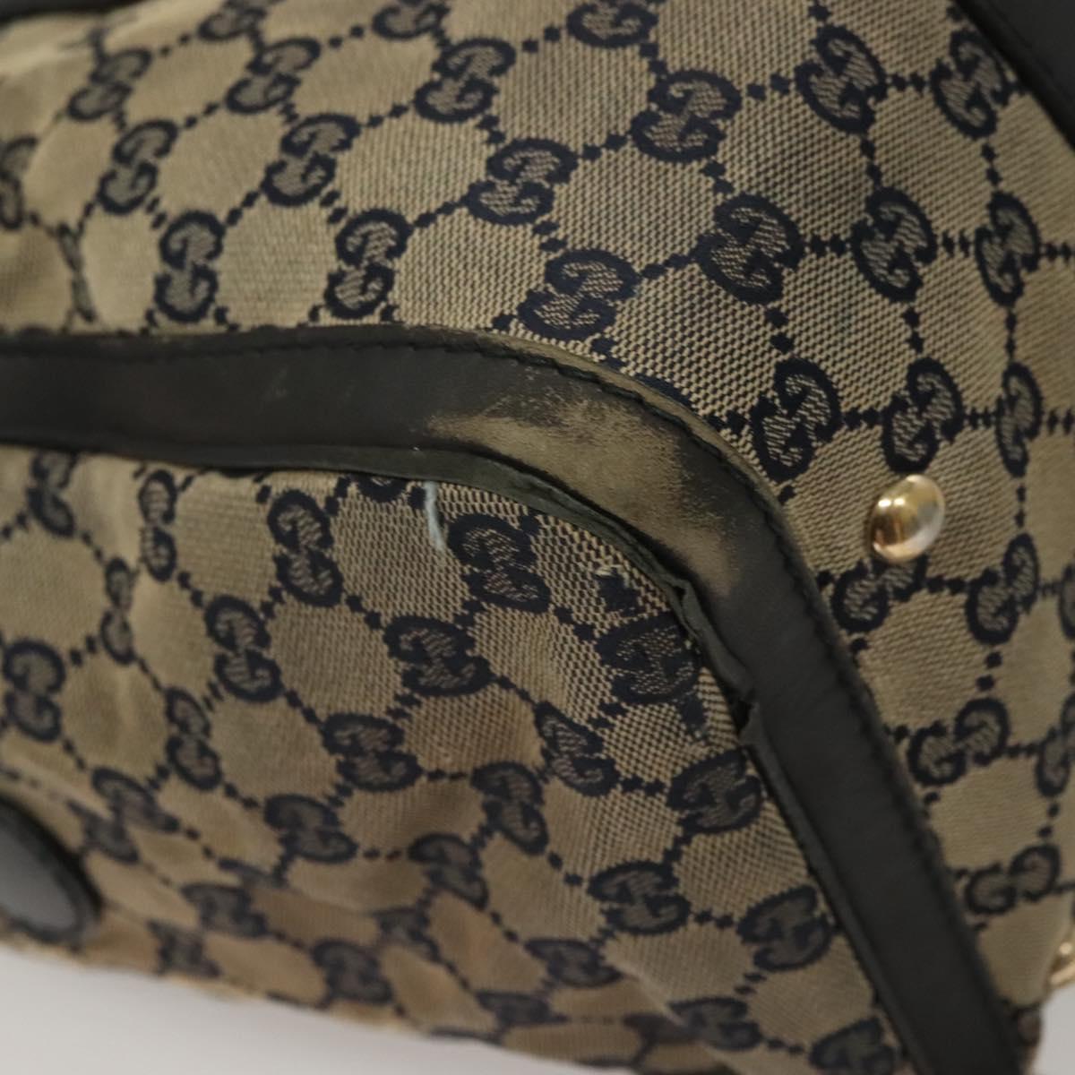 GUCCI GG Canvas Sherry Line Boston Bag Navy Red 247205 Auth gh440