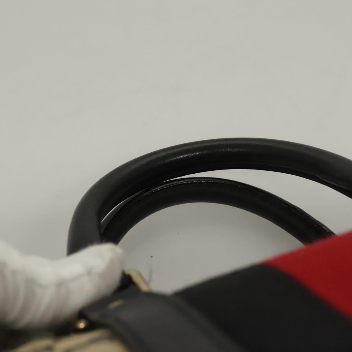GUCCI GG Canvas Sherry Line Boston Bag Navy Red 247205 Auth gh440