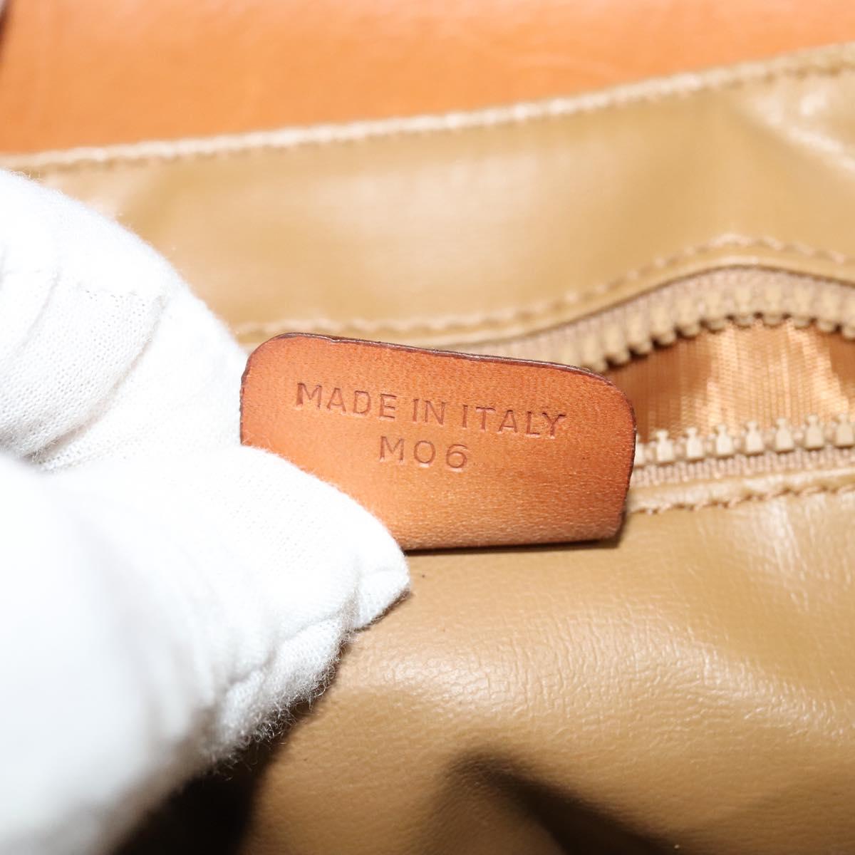 CELINE Macadam Canvas Shoulder Bag PVC Leather Beige Gold Auth gh480