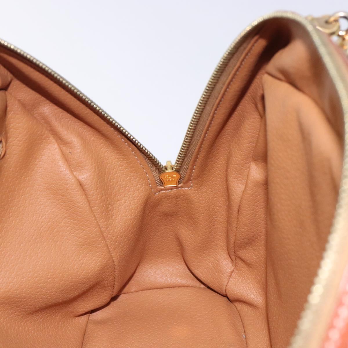 CELINE Macadam Canvas Hand Bag PVC Leather Brown Gold Auth gh484