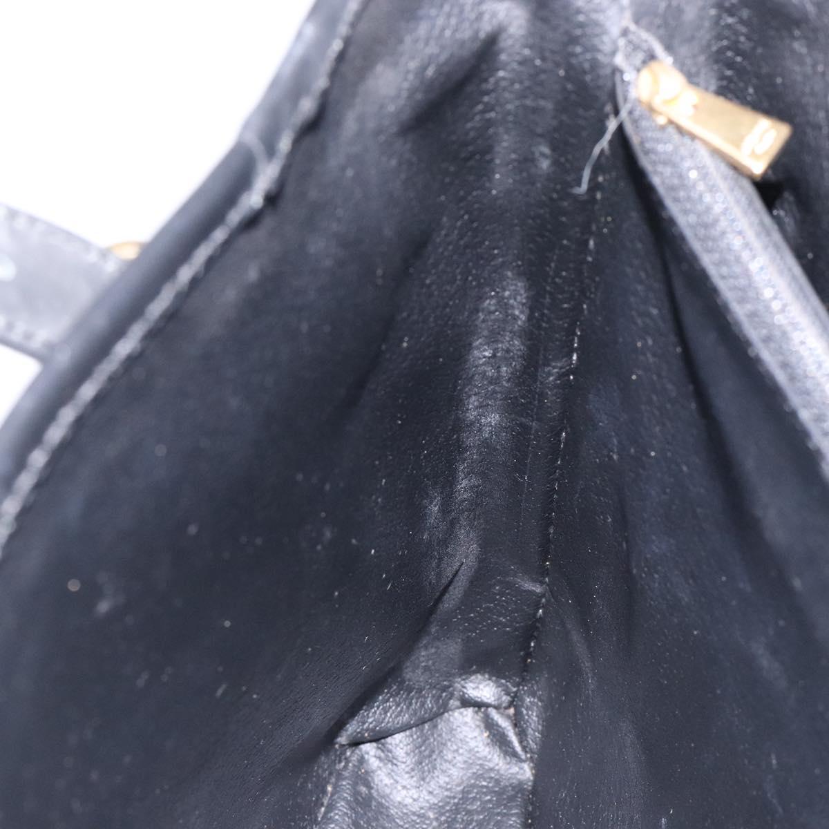 CELINE Macadam Canvas Tote Bag PVC Leather Black Gold Auth gh486