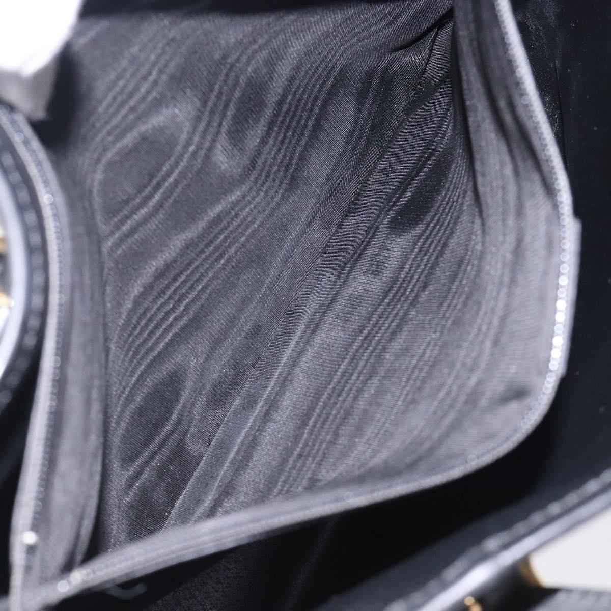 CELINE Macadam Canvas Tote Bag PVC Leather Black Gold Auth gh486
