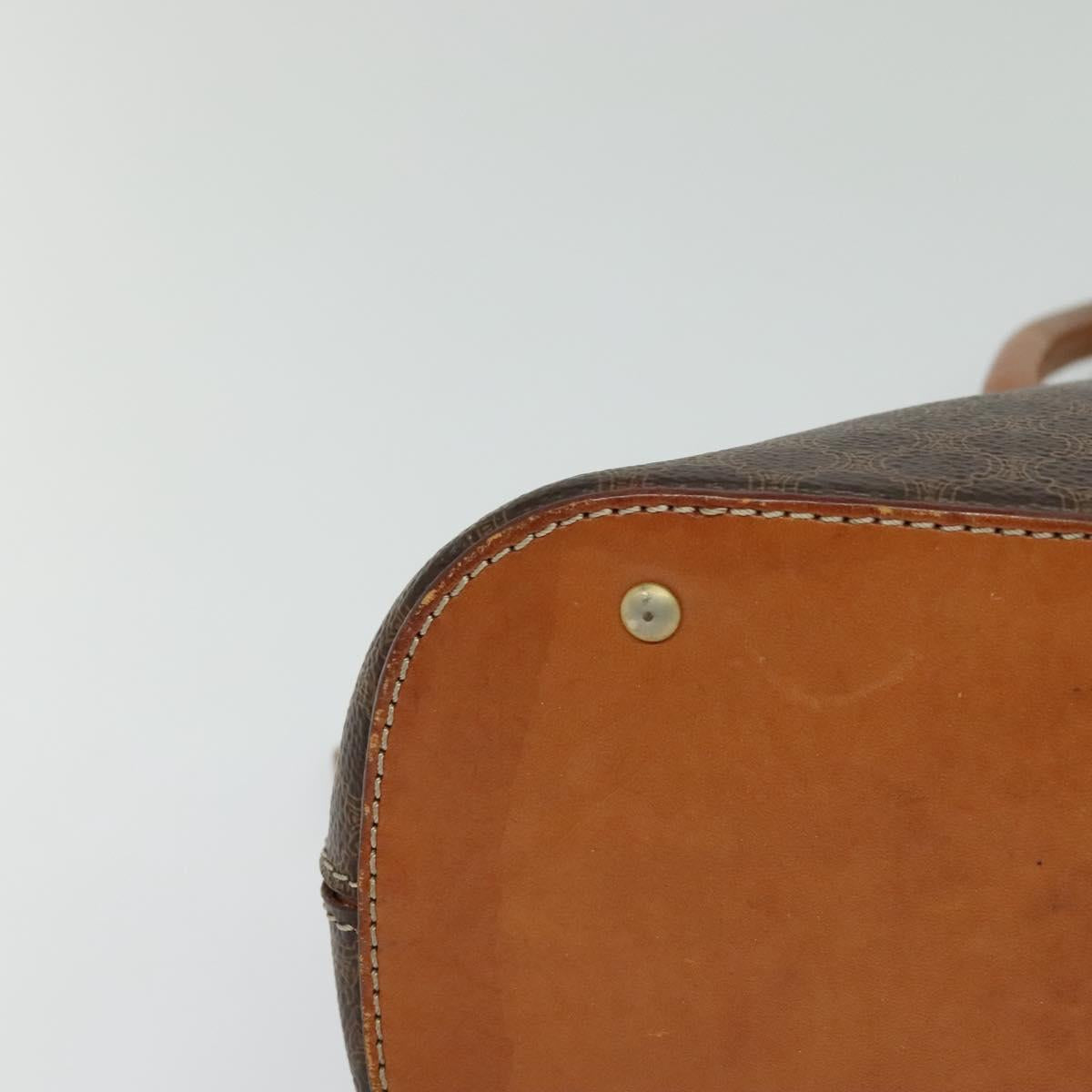 CELINE Macadam Canvas Hand Bag PVC Leather 2way Brown Gold Auth gh488