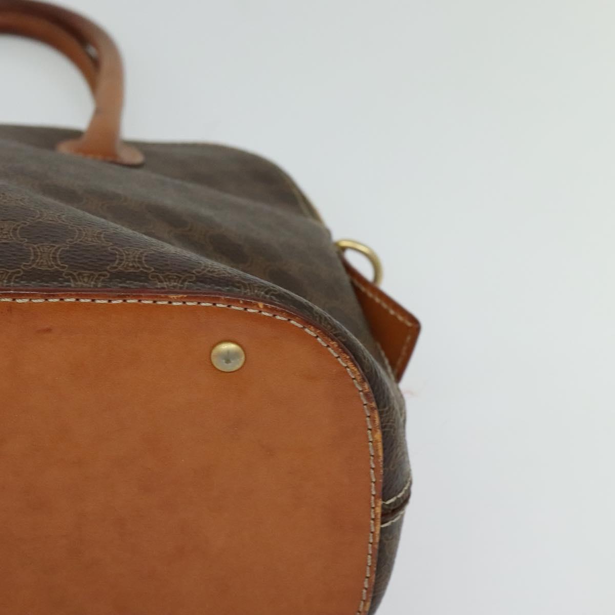 CELINE Macadam Canvas Hand Bag PVC Leather 2way Brown Gold Auth gh488