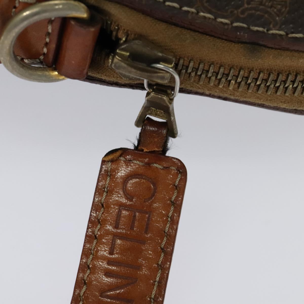 CELINE Macadam Canvas Hand Bag PVC Leather 2way Brown Gold Auth gh488