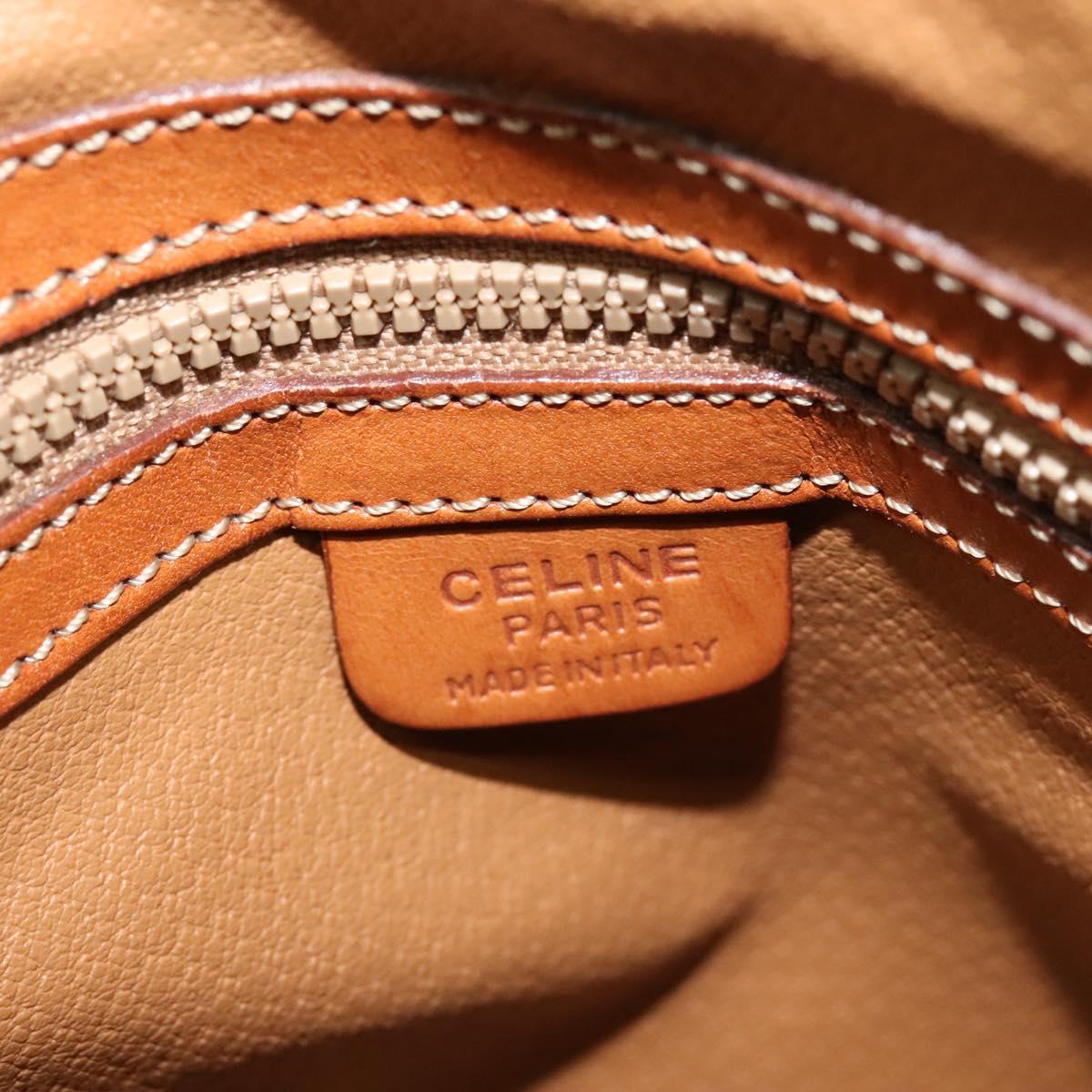 CELINE Macadam Canvas Hand Bag PVC Leather 2way Brown Gold Auth gh488