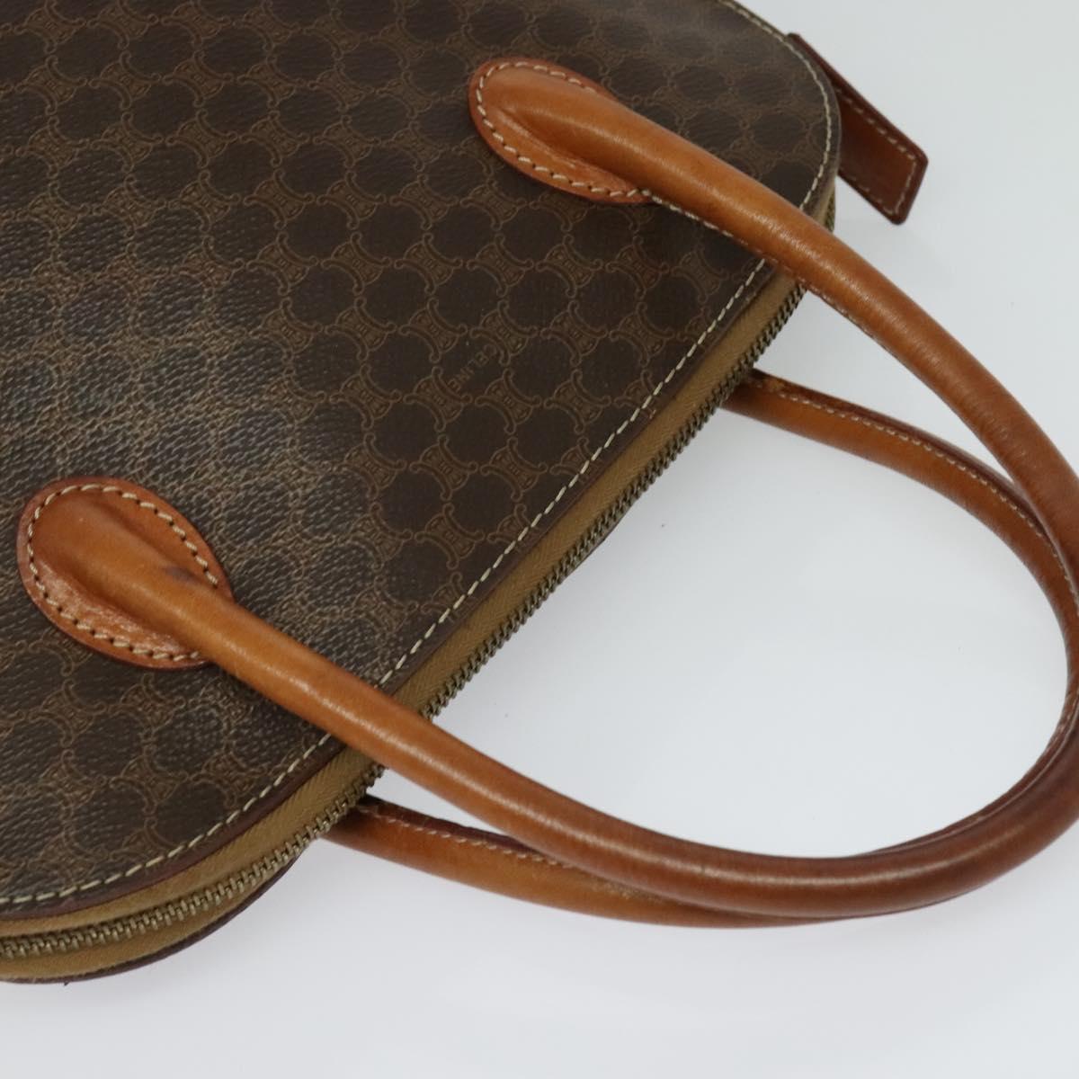 CELINE Macadam Canvas Hand Bag PVC Leather 2way Brown Gold Auth gh488