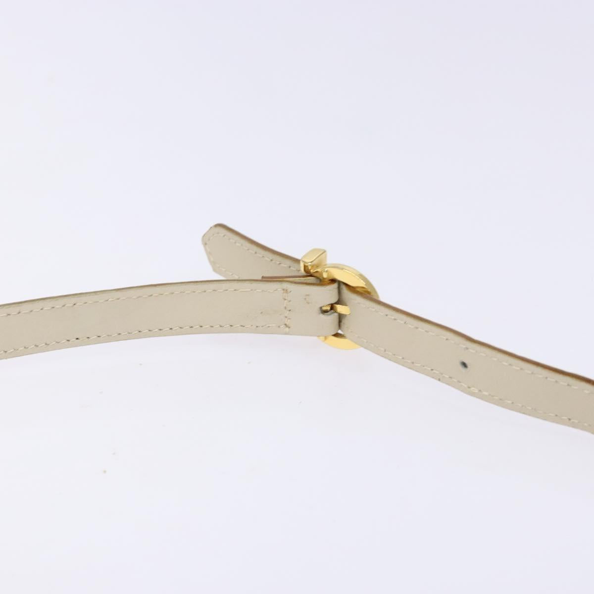 Salvatore Ferragamo Gancini Shoulder Bag Leather White Gold Auth gh505
