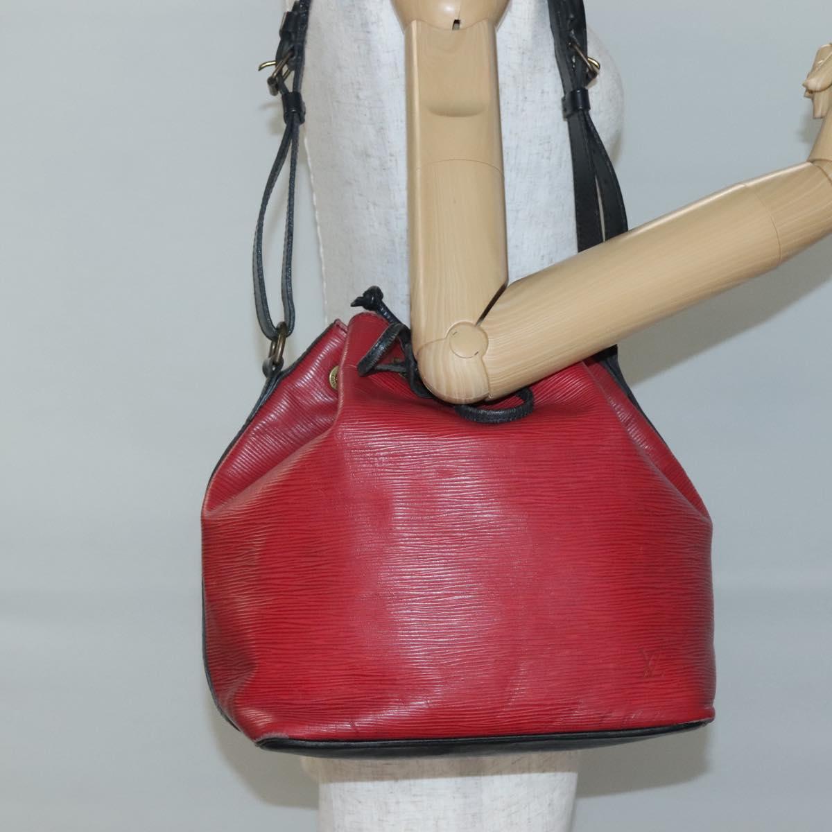 LOUIS VUITTON Epi Petit Noe Shoulder Bag Bicolor Black Red M44017 LV Auth gh506