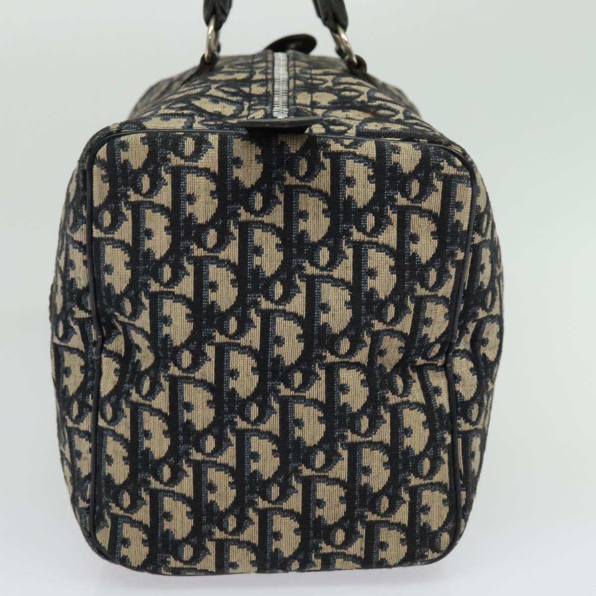 Christian Dior Trotter Canvas Boston Bag Navy Silver Auth gh507
