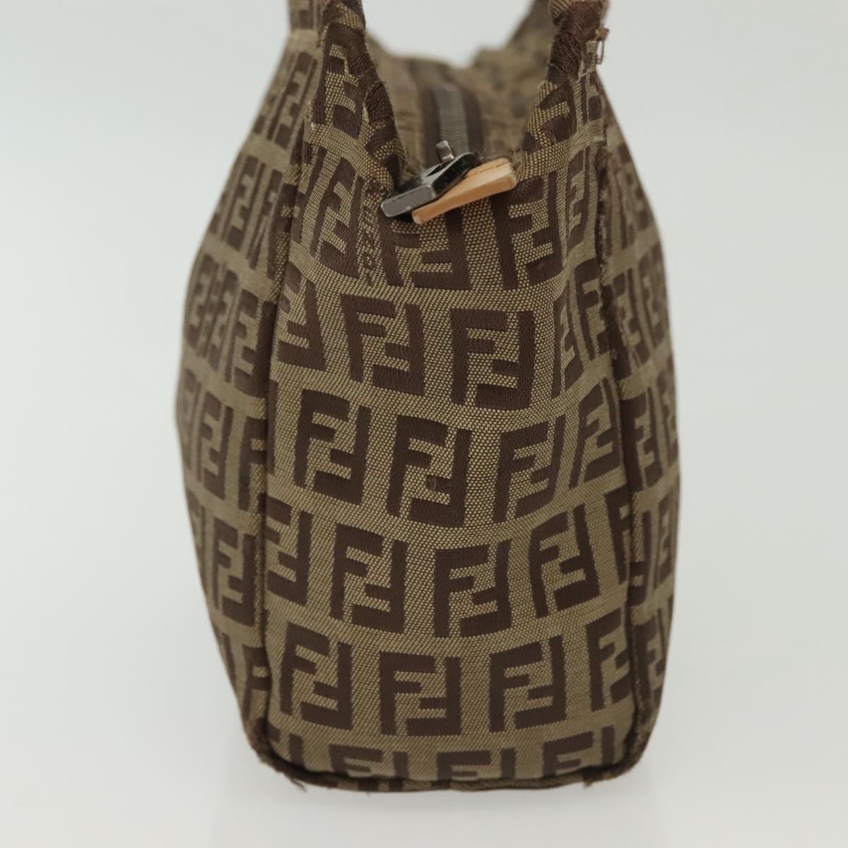 FENDI Zucchino Canvas Hand Bag Beige Auth gh513