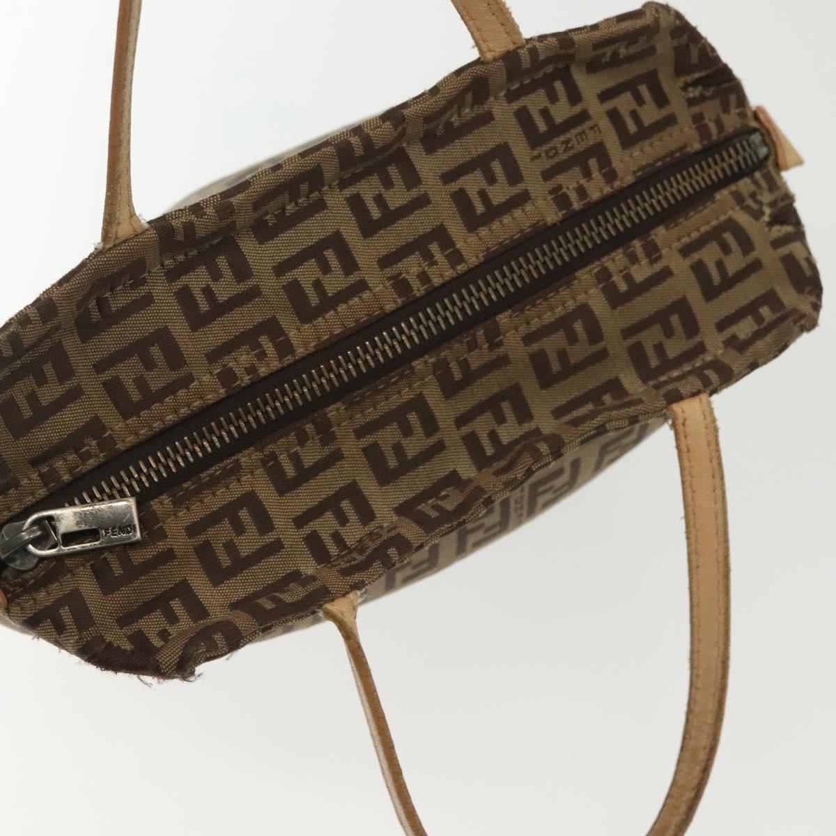 FENDI Zucchino Canvas Hand Bag Beige Auth gh513
