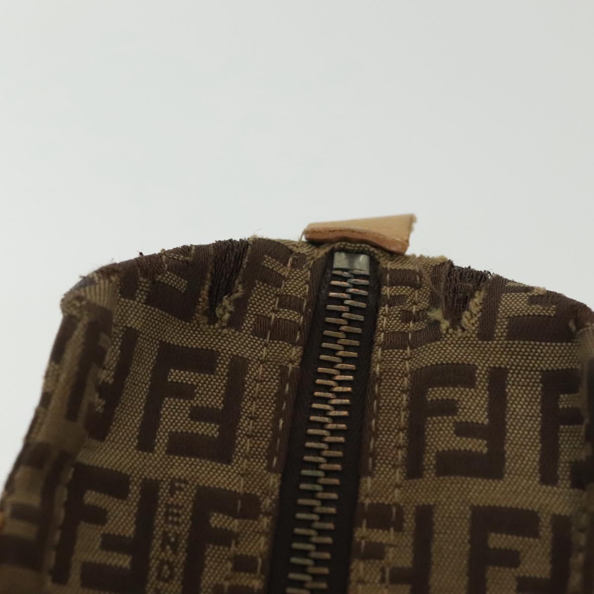 FENDI Zucchino Canvas Hand Bag Beige Auth gh513