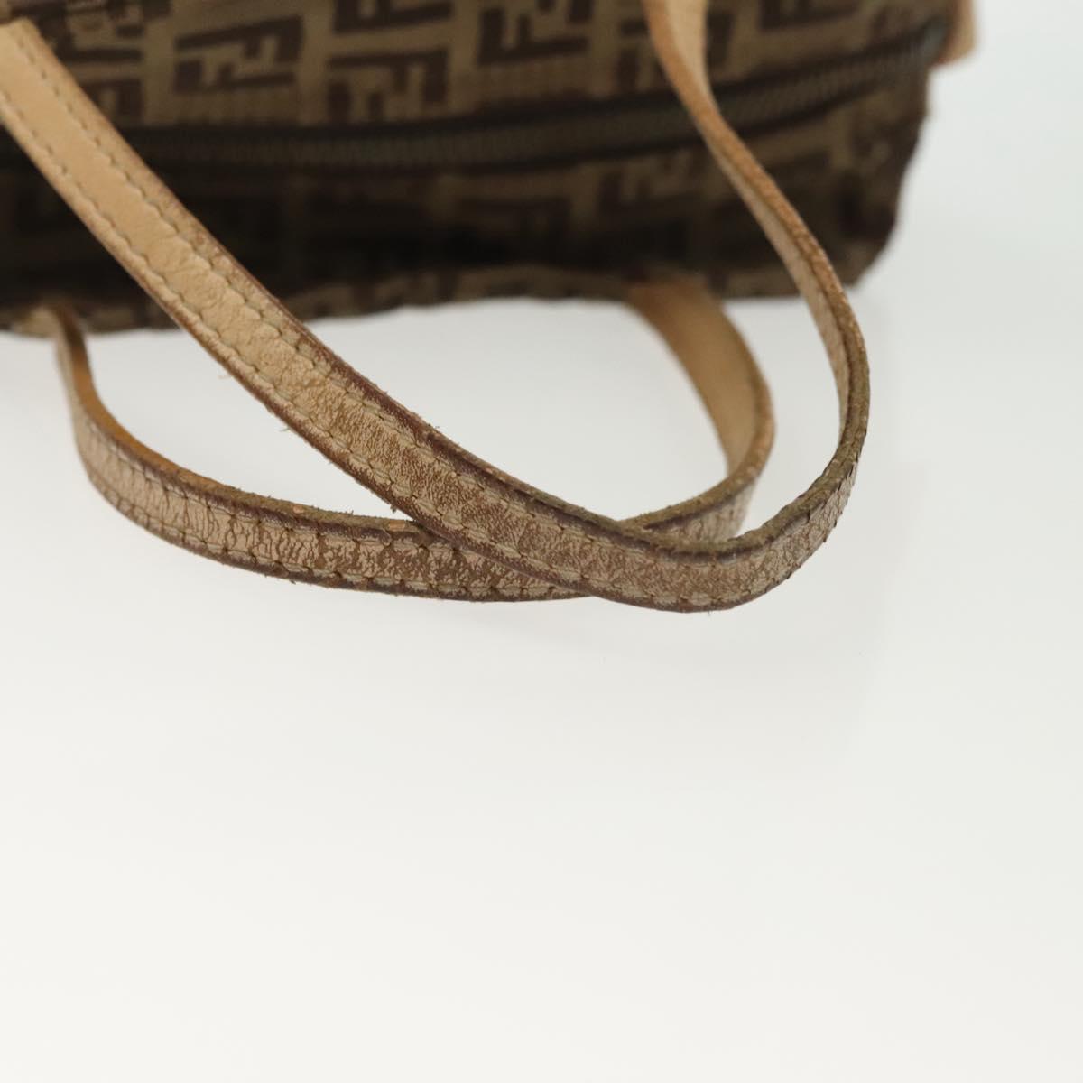 FENDI Zucchino Canvas Hand Bag Beige Auth gh513