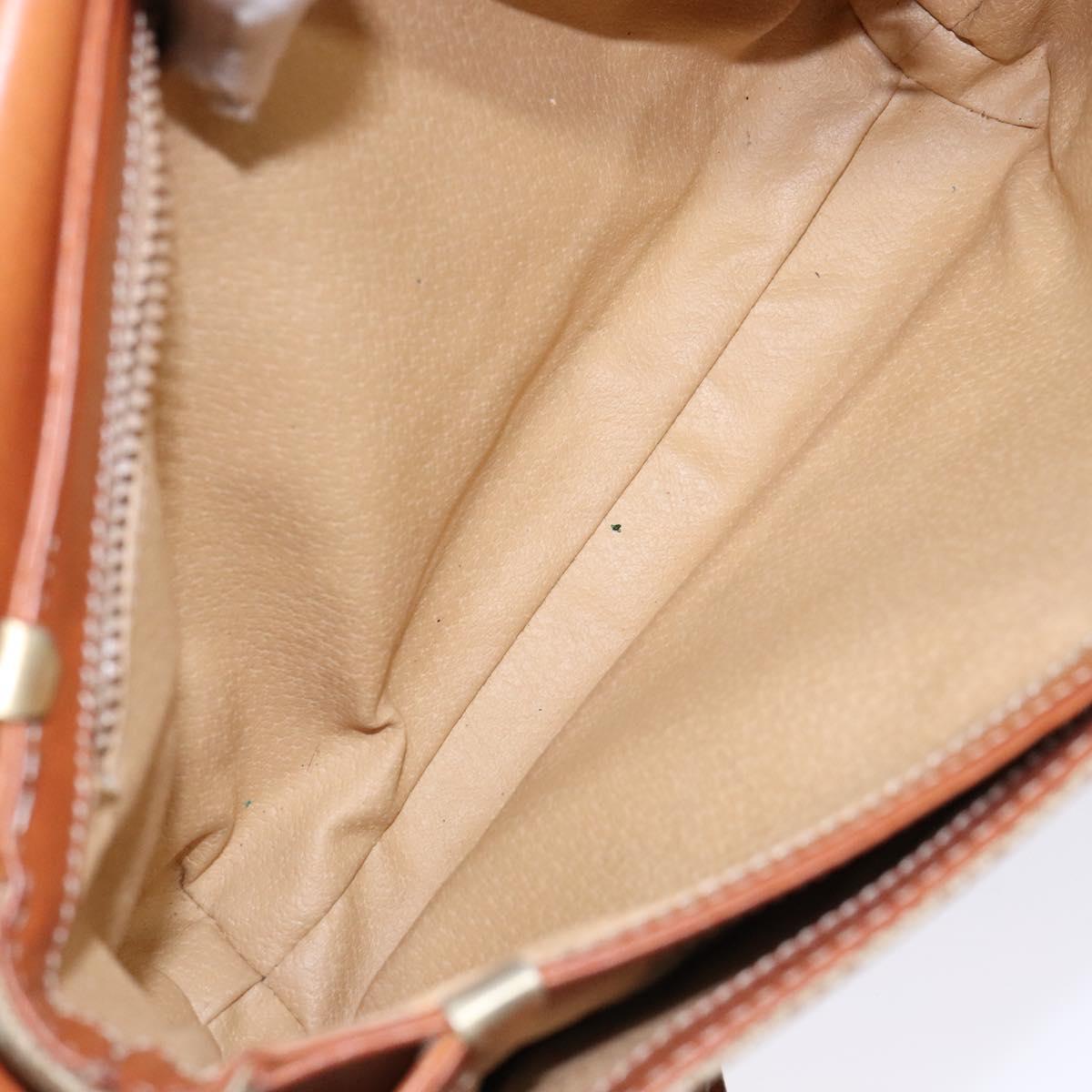 CELINE Macadam Canvas Shoulder Bag PVC Beige Gold Auth gh516