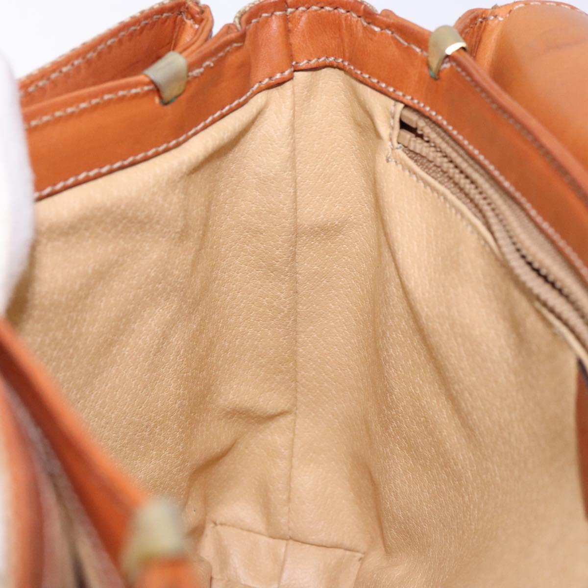 CELINE Macadam Canvas Shoulder Bag PVC Beige Gold Auth gh516