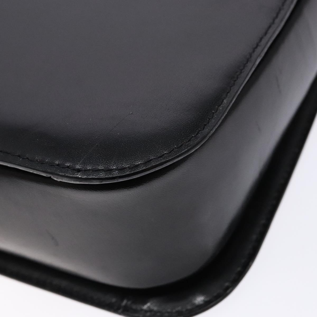 BALLY Hand Bag Leather Black Gold Auth gh533