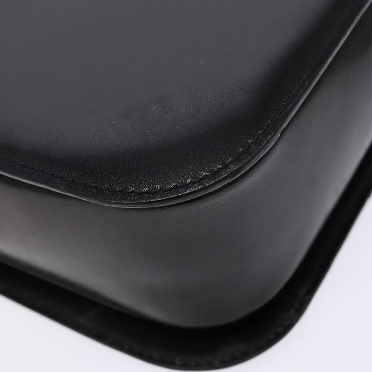 BALLY Hand Bag Leather Black Gold Auth gh533