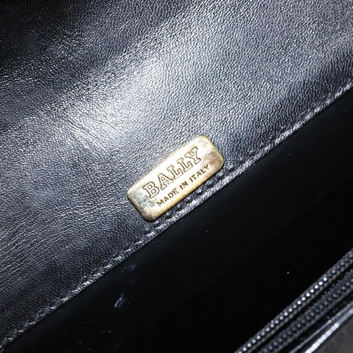 BALLY Hand Bag Leather Black Gold Auth gh533