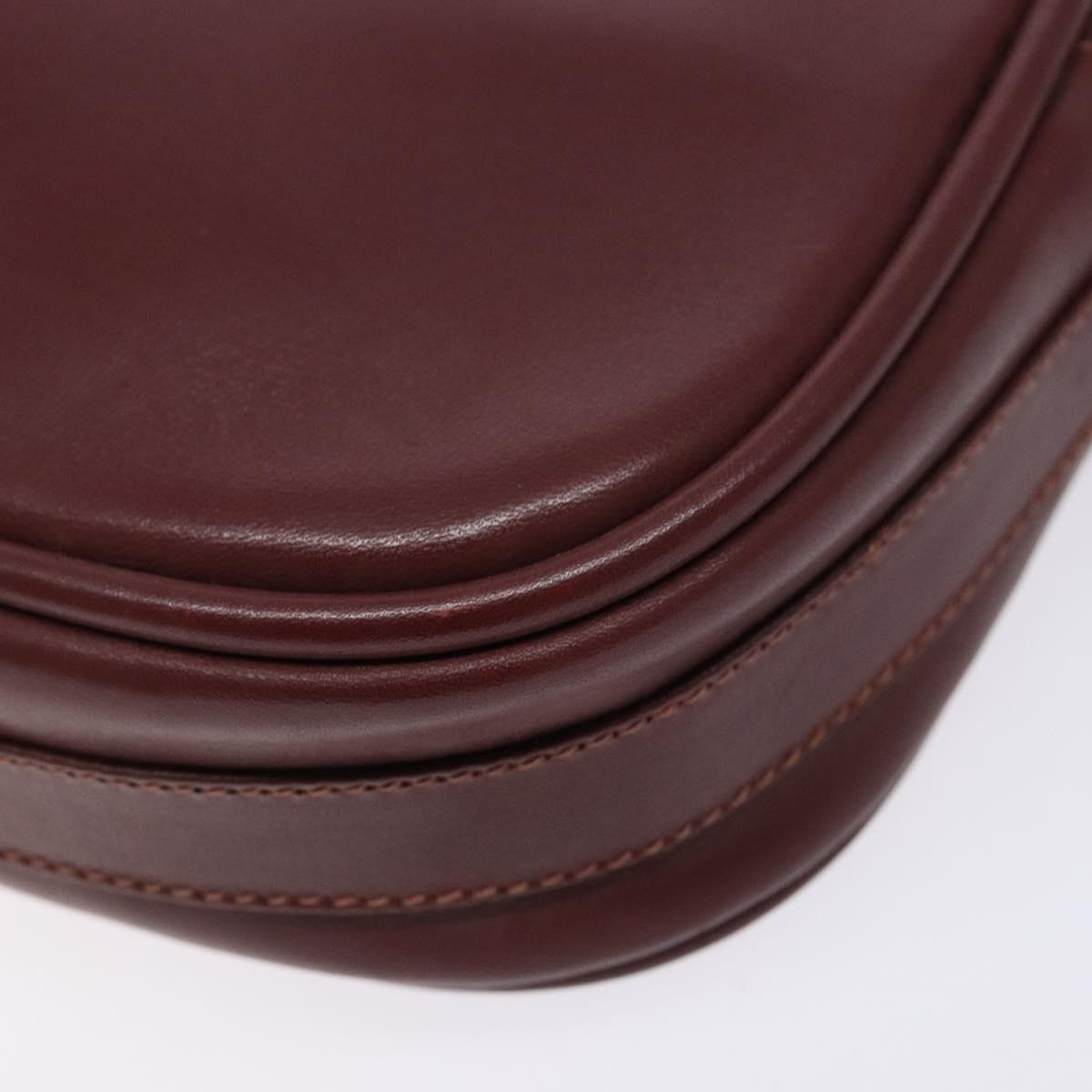 CARTIER Must Line Shoulder Bag Leather Bordeaux Gold Auth gh535