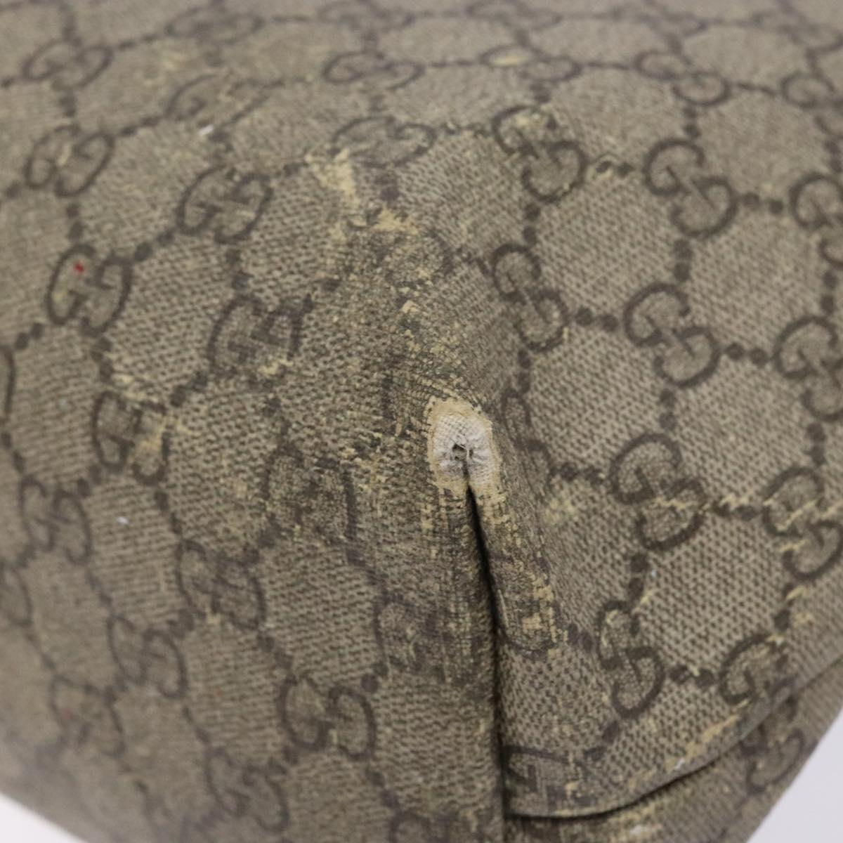 GUCCI GG Supreme Web Sherry Line Tote Bag PVC Beige Red 211134 Auth gh538
