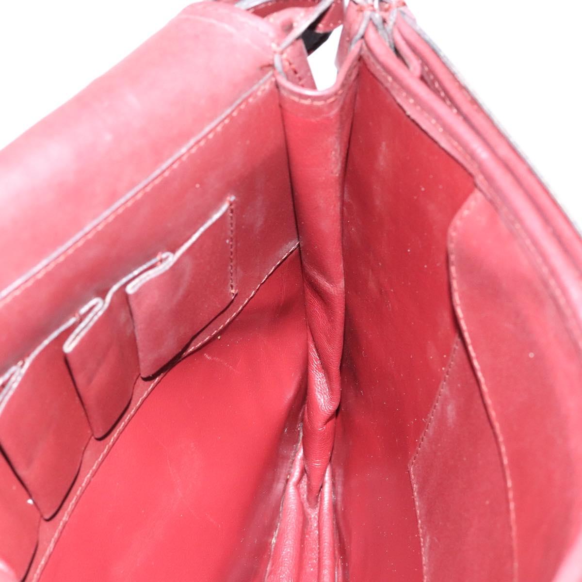 CARTIER Must Line Shoulder Bag Leather Bordeaux Gold Auth gh540