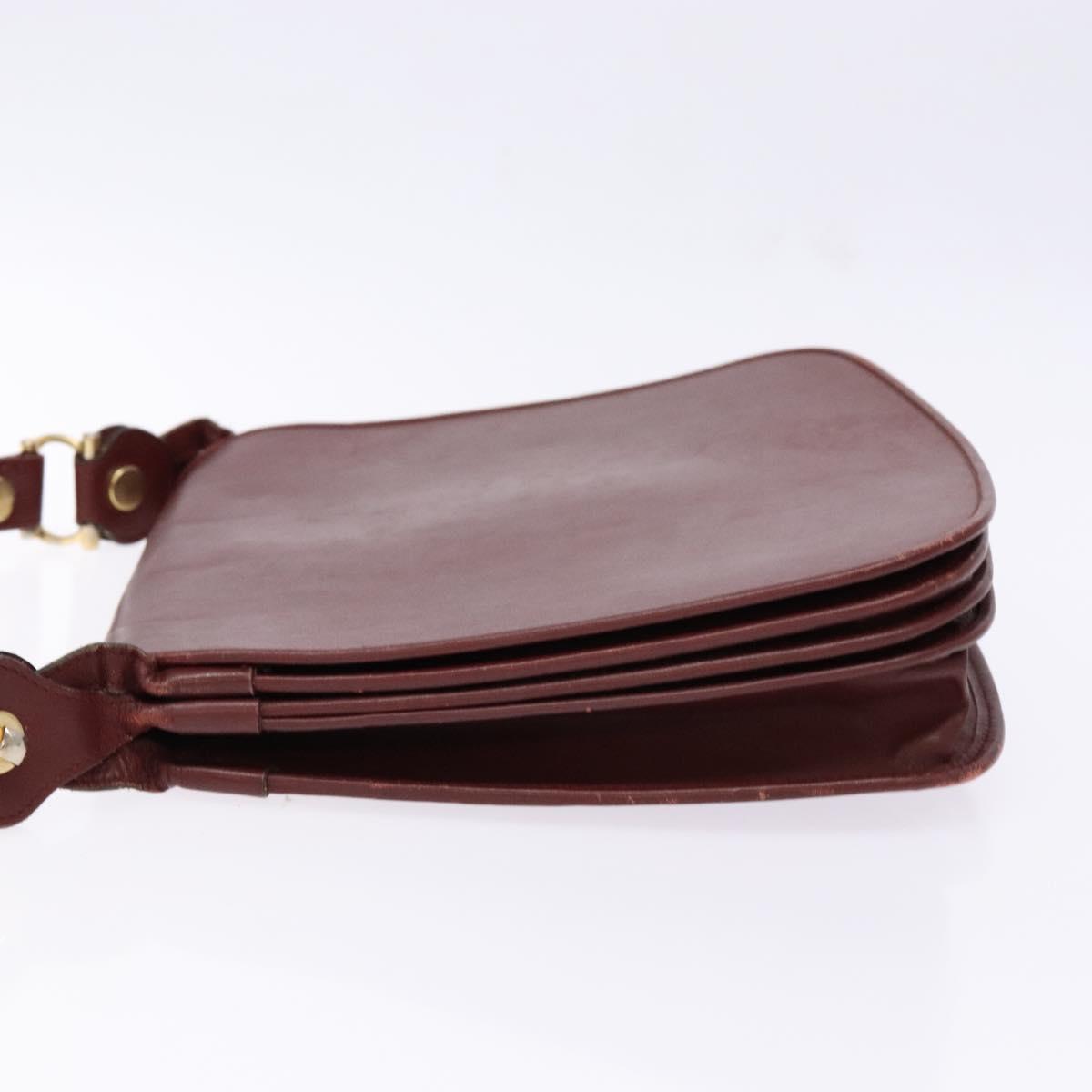 CARTIER Must Line Shoulder Bag Leather Bordeaux Gold Auth gh540