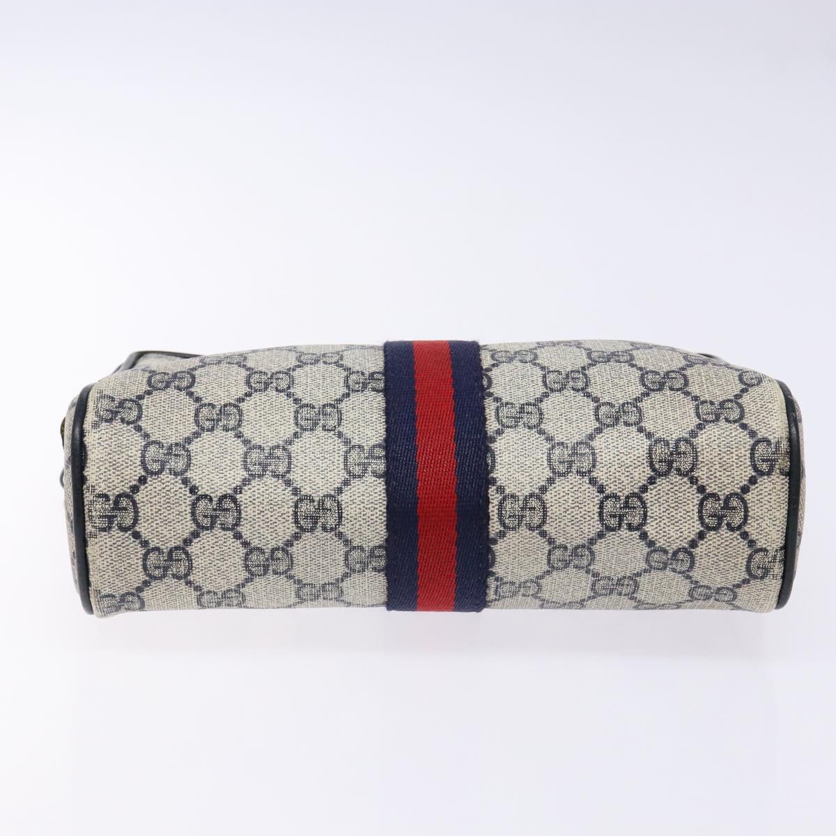 GUCCI GG Supreme Sherry Line Clutch Bag PVC Navy Gold 75 01 012 Auth gh543